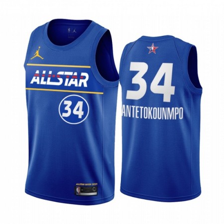 Maglia NBA Milwaukee Bucks Giannis Antetokounmpo 34 2021 All-Star Jordan Brand Blu Swingman - Uomo